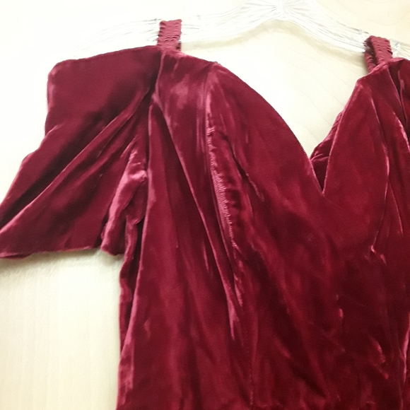 Vintage Red Velvet Flapper Dress S - Picture 4 of 6